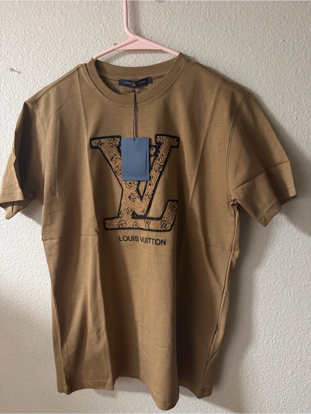 Louis Vuitton Tan/Brown LV Logo Short Sleeve Tee - Picture 2 of 5